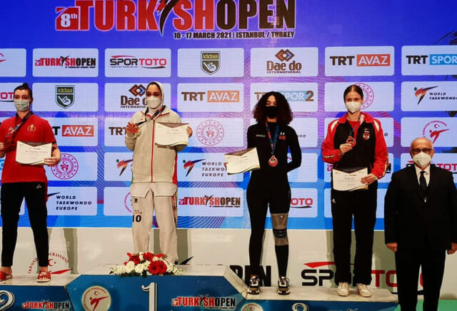 Marlene Jahl am Siegerpotest bei den Turkish Open 2021 in Istanbul.